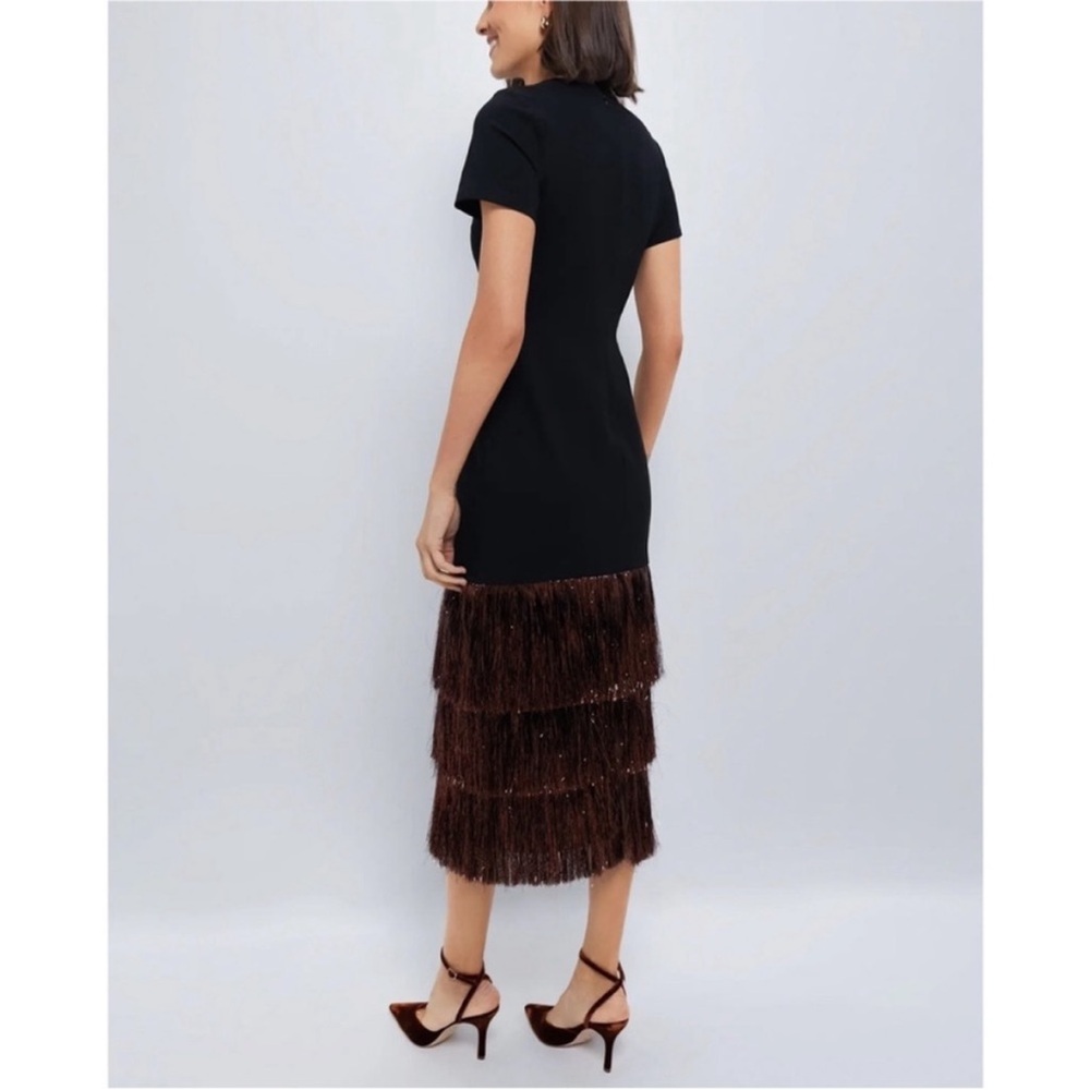 HYACINTH HOUSE Black & Bronze Metallic Fringe Francie Short Sleeve Maxi Dress - Picture 3 of 11